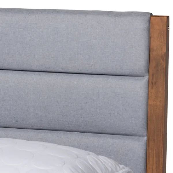 Beds & Headboards-Kirkland's Home Gray Tufted Headboard Queen Platform Bed Gray/Brown