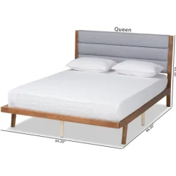 Beds & Headboards-Kirkland's Home Gray Tufted Headboard Queen Platform Bed Gray/Brown