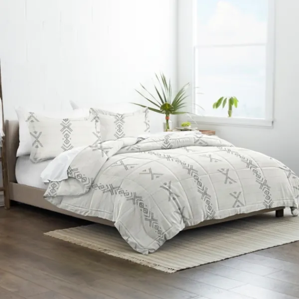 Comforters-Kirkland's Home Gray Urban Stitch King 3-Pc. Comforter Set White/Gray