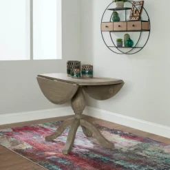 Dining Tables-Kirkland's Home Gray Wash Drop Leaf Dining Table