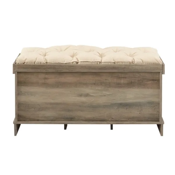 Benches & Ottomans-Kirkland's Home Gray Wash Entryway Bench And Storage Bins Tan