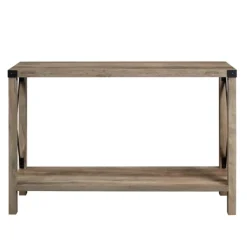 Console Tables-Kirkland's Home Gray Wash Farmhouse X-Frame Console Table Brown