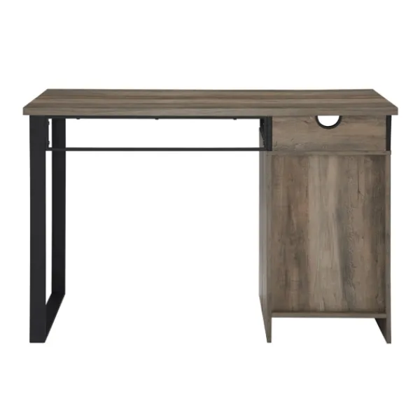 Office Furniture-Kirkland's Home Gray Wash Wood And Mesh 3-Drawer Desk