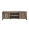 Tv Stands & Media Consoles-Kirkland's Home Gray Wash Wood Grooved Door Tv Stand Brown