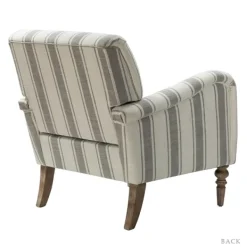 Accent Chairs-Kirkland's Home Gray White Carved Slope Stripe Accent Chair Gray/White