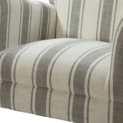 Accent Chairs-Kirkland's Home Gray White Carved Slope Stripe Accent Chair Gray/White