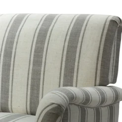 Accent Chairs-Kirkland's Home Gray White Carved Slope Stripe Accent Chair Gray/White