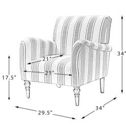 Accent Chairs-Kirkland's Home Gray White Carved Slope Stripe Accent Chair Gray/White