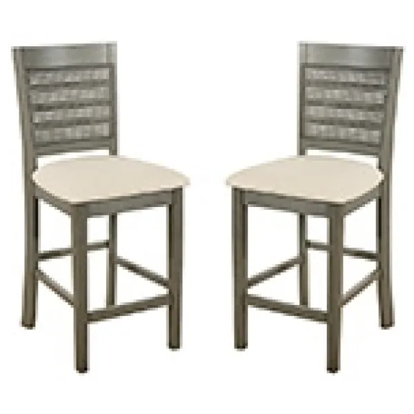 Bar Stools & Counter Height Stools-Kirkland's Home Gray Wilbur Cane Back Counter Stools, Set Of 2 Gray/White
