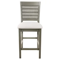 Bar Stools & Counter Height Stools-Kirkland's Home Gray Wilbur Cane Back Counter Stools, Set Of 2 Gray/White