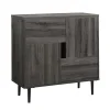 Cabinets & Sideboards-Kirkland's Home Gray Wood 4-Door Modern Cabinet