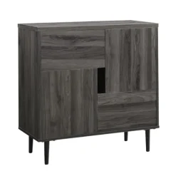 Cabinets & Sideboards-Kirkland's Home Gray Wood 4-Door Modern Cabinet