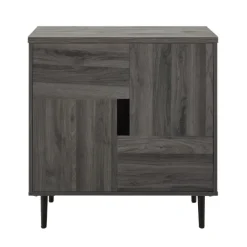 Cabinets & Sideboards-Kirkland's Home Gray Wood 4-Door Modern Cabinet