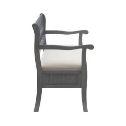 Benches & Ottomans-Kirkland's Home Gray Wood Upholstered Storage Bench Gray/White