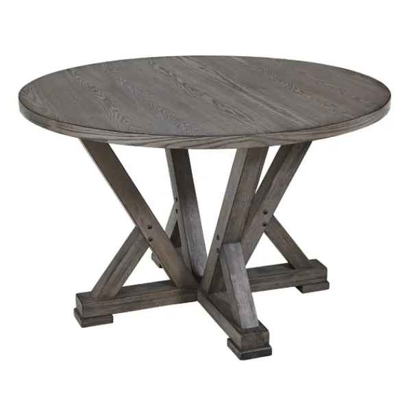 Dining Tables-Kirkland's Home Gray Wooden Fiji Round Dining Table