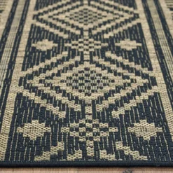 Outdoor Rugs-Kirkland's Home Greek Key Sun Shower Outdoor Area Rug, 5X8 Black/Tan