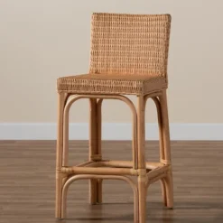 Bar Stools & Counter Height Stools-Kirkland's Home Greek Natural Rat Woven Counter Stool Tan