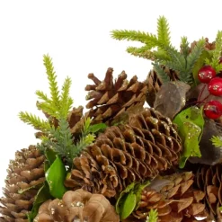 Wreaths-Kirkland's Home Green And Brown Pinecone Mini Wreath Red/Brown