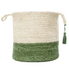 Baskets & Boxes-Kirkland's Home Green And Cream Woven Basket With Tassel, 19 In. Green/White