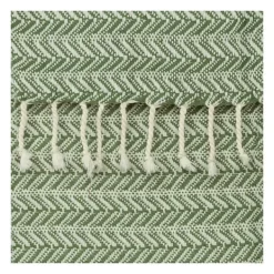 Blankets & Throws-Kirkland's Home Green And Ivory Chevron Cotton Throw Green/Ivory