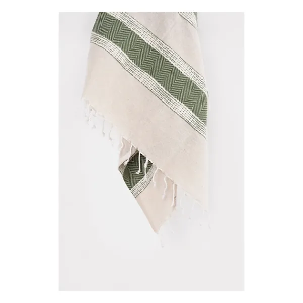 Blankets & Throws-Kirkland's Home Green And Natural Colorblock Chevron Throw Green/Tan