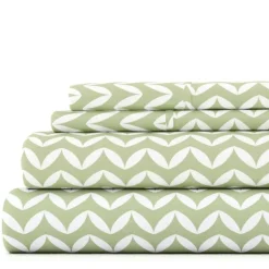 Bed Sheets-Kirkland's Home Green And White Chevron 3-Pc. Twin Sheet Set Green/White
