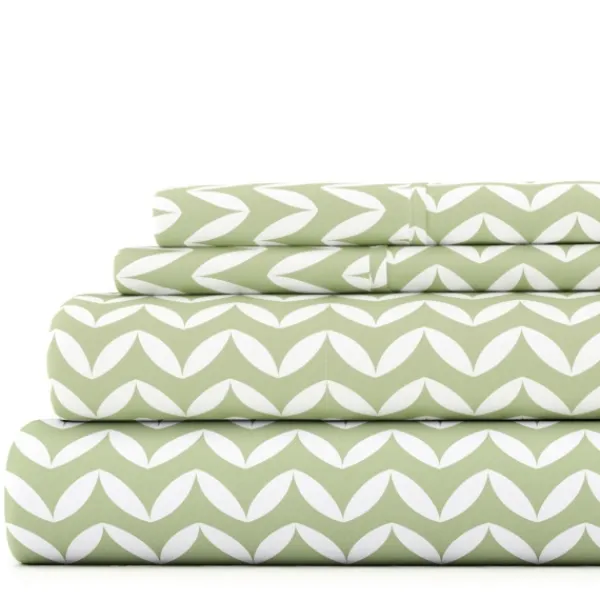 Bed Sheets-Kirkland's Home Green And White Chevron 3-Pc. Twin Sheet Set Green/White