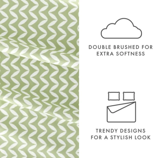 Bed Sheets-Kirkland's Home Green And White Chevron 3-Pc. Twin Sheet Set Green/White