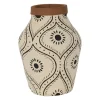 Vases-Kirkland's Home Green And White Floral Terracotta Vase White/Green