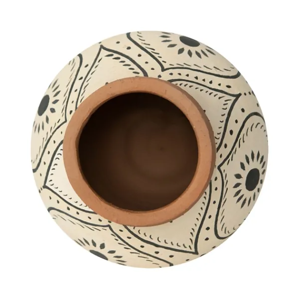 Vases-Kirkland's Home Green And White Floral Terracotta Vase White/Green