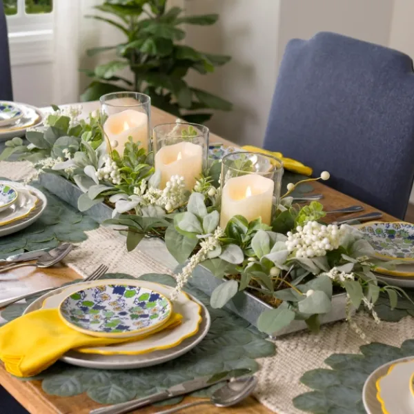 Arrangements & Greenery-Kirkland's Home Green Eucalyptus Galvanized Centerpiece Green/Silver
