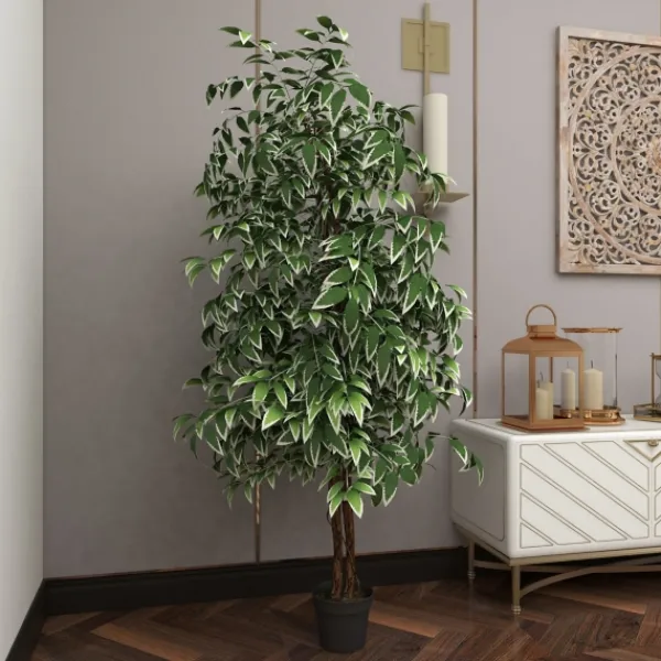 Trees & Topiaries-Kirkland's Home Green Ficus Potted Tree, 73 In.