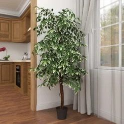 Trees & Topiaries-Kirkland's Home Green Ficus Potted Tree, 73 In.
