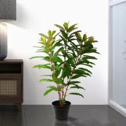 Trees & Topiaries-Kirkland's Home Green Myrtle Tree In Black Planter