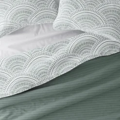 Quilts-Kirkland's Home Green Scalloped Reversible 3-Pc. Queen Quilt Set Green/White