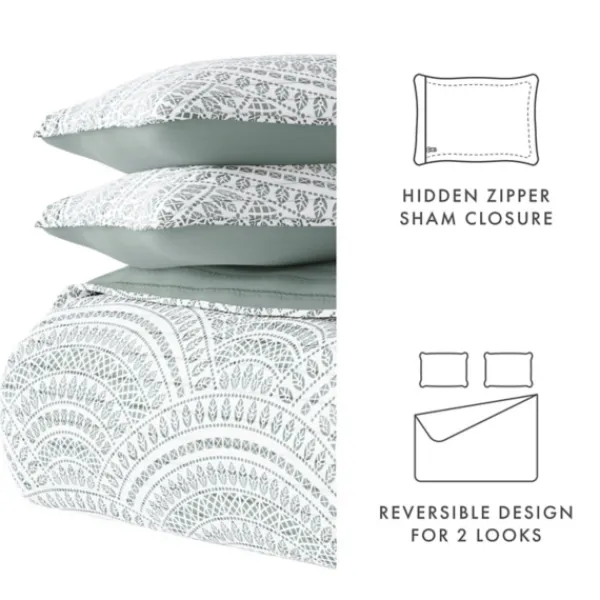 Quilts-Kirkland's Home Green Scalloped Reversible 2-Pc. Twin Quilt Set Green/White