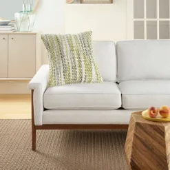Pillows-Kirkland's Home Green Space Dye Woven Pillow Green/White