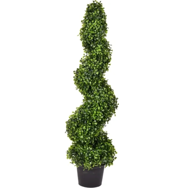 Trees & Topiaries-Kirkland's Home Green Spiral Boxwood Potted Topiary, 3 Ft.