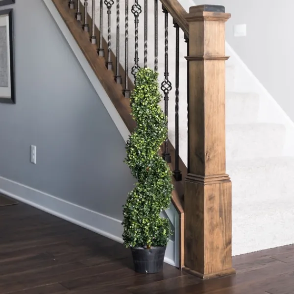 Trees & Topiaries-Kirkland's Home Green Spiral Boxwood Potted Topiary, 3 Ft.