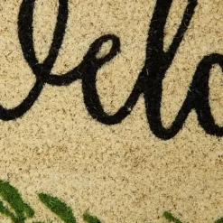 Doormats-Kirkland's Home Green Wreath Welcome Coir Doormat Tan/Green/Black