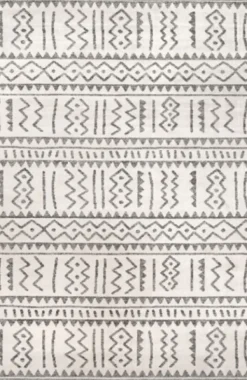 Outdoor Rugs-Kirkland's Home Gretchen Tribal Outdoor Area Rug, 5X8 Gray