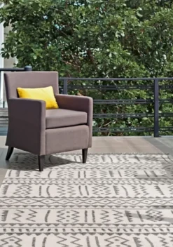 Outdoor Rugs-Kirkland's Home Gretchen Tribal Outdoor Area Rug, 5X8 Gray