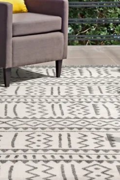 Outdoor Rugs-Kirkland's Home Gretchen Tribal Outdoor Area Rug, 5X8 Gray
