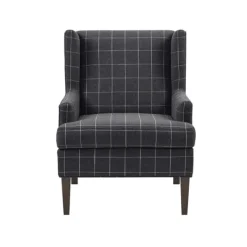 Accent Chairs-Kirkland's Home Grid Plaid Upholstered Martha Stewart Accent Chair Gray
