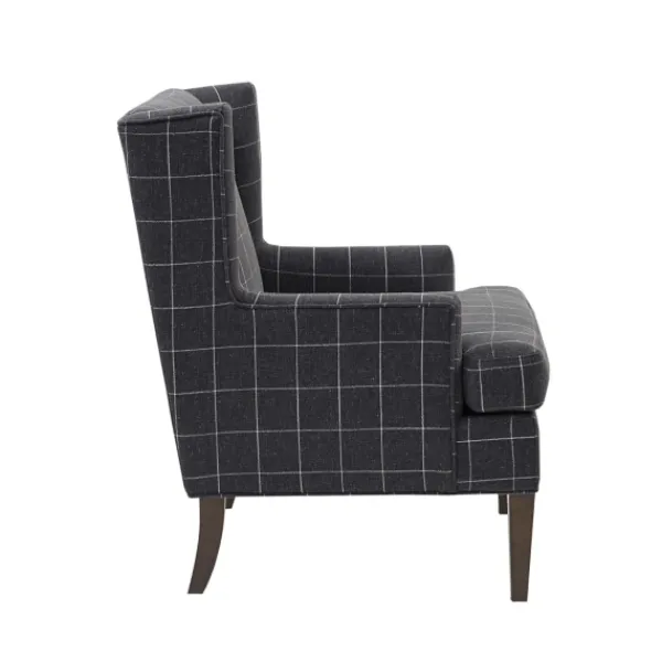 Accent Chairs-Kirkland's Home Grid Plaid Upholstered Martha Stewart Accent Chair Gray