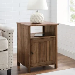 Accent & End Tables-Kirkland's Home Grooved Door Barnwood Side Table Brown