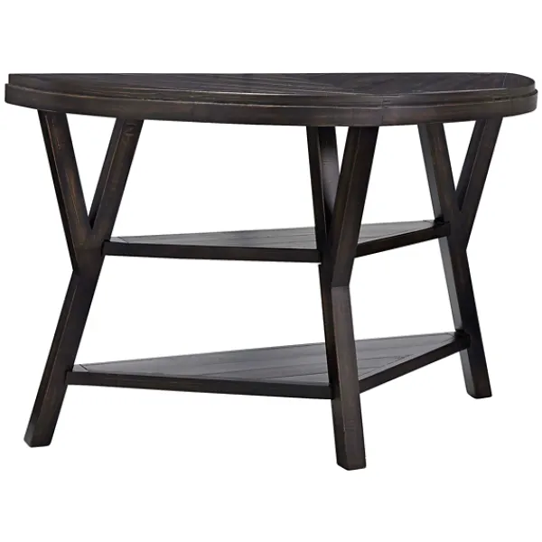 Console Tables-Kirkland's Home Half Round Wood Flared Base Console Table Black