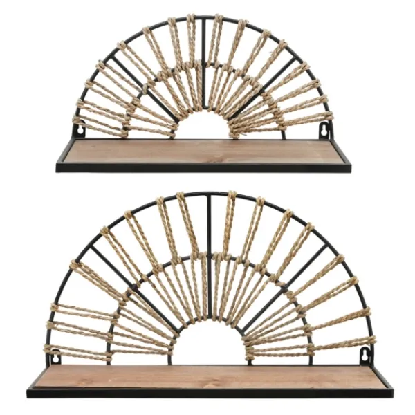 Shelves-Kirkland's Home Half-Moon Woven Seagrass Wall Shelf, Set Of 2