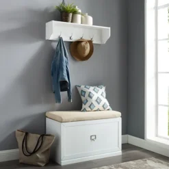 Entryway Furniture-Kirkland's Home Halie Modern Upholstered 2-Pc. Hall Tree Set