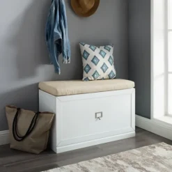 Entryway Furniture-Kirkland's Home Halie Modern Upholstered Storage Bench